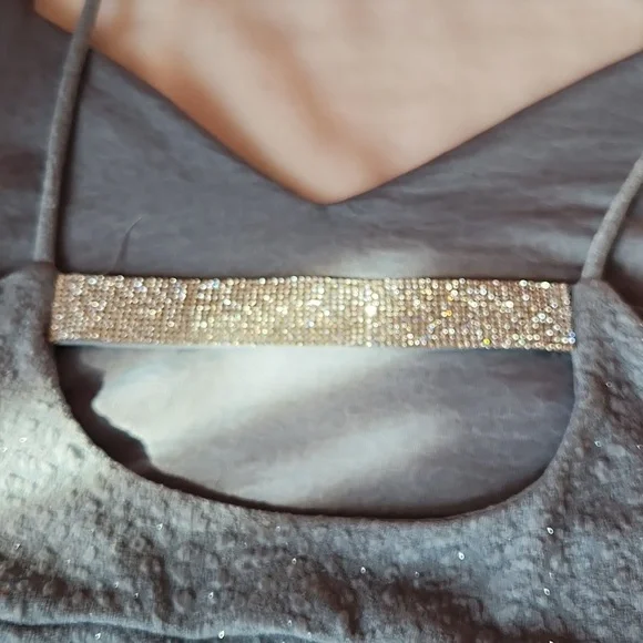 Women's Junior Size, Bodycon Sparkling Blue with Ruched Side Part & Slit Dress - Picture 11 of 11